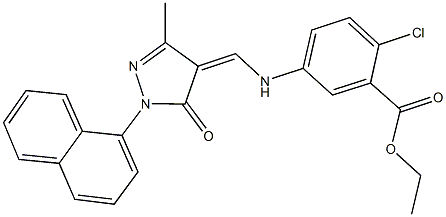 ethyl 2-chloro-5-({[3-methyl-1-(1-naphthyl)-5-oxo-1,5-dihydro-4H-pyrazol-4-ylidene]methyl}amino)benzoate 结构式