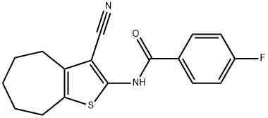 N-(3-cyano-5,6,7,8-tetrahydro-4H-cyclohepta[b]thiophen-2-yl)-4-fluorobenzamide 结构式