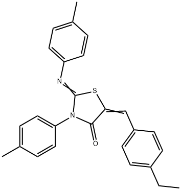 5-(4-ethylbenzylidene)-3-(4-methylphenyl)-2-[(4-methylphenyl)imino]-1,3-thiazolidin-4-one 结构式