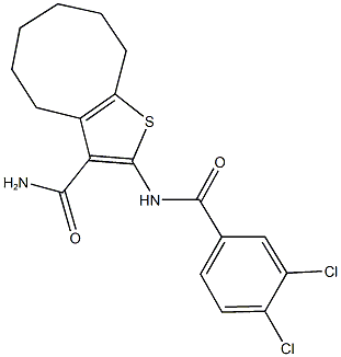 2-[(3,4-dichlorobenzoyl)amino]-4,5,6,7,8,9-hexahydrocycloocta[b]thiophene-3-carboxamide 结构式