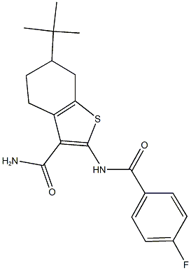 6-tert-butyl-2-[(4-fluorobenzoyl)amino]-4,5,6,7-tetrahydro-1-benzothiophene-3-carboxamide 结构式