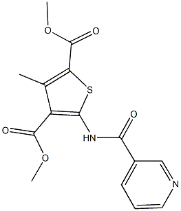 dimethyl 3-methyl-5-[(3-pyridinylcarbonyl)amino]-2,4-thiophenedicarboxylate 结构式