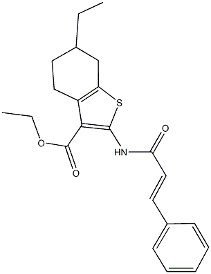 ethyl 2-(cinnamoylamino)-6-ethyl-4,5,6,7-tetrahydro-1-benzothiophene-3-carboxylate 结构式