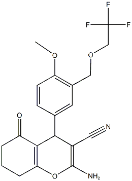 2-amino-4-{4-methoxy-3-[(2,2,2-trifluoroethoxy)methyl]phenyl}-5-oxo-5,6,7,8-tetrahydro-4H-chromene-3-carbonitrile 结构式