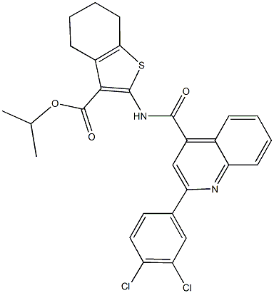 isopropyl 2-({[2-(3,4-dichlorophenyl)-4-quinolinyl]carbonyl}amino)-4,5,6,7-tetrahydro-1-benzothiophene-3-carboxylate 结构式