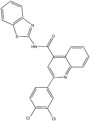 N-(1,3-benzothiazol-2-yl)-2-(3,4-dichlorophenyl)-4-quinolinecarboxamide 结构式