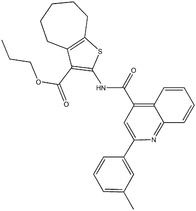 propyl 2-({[2-(3-methylphenyl)-4-quinolinyl]carbonyl}amino)-5,6,7,8-tetrahydro-4H-cyclohepta[b]thiophene-3-carboxylate 结构式