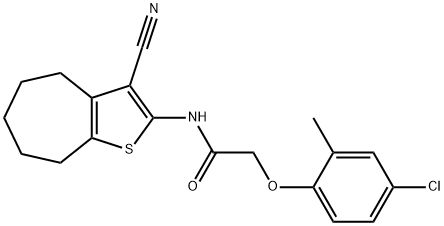 2-(4-chloro-2-methylphenoxy)-N-(3-cyano-5,6,7,8-tetrahydro-4H-cyclohepta[b]thien-2-yl)acetamide 结构式
