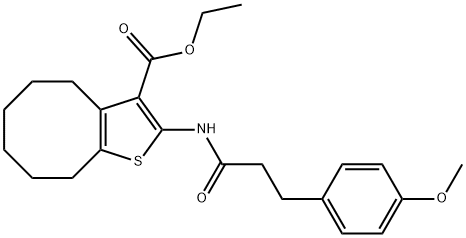 ethyl 2-{[3-(4-methoxyphenyl)propanoyl]amino}-4,5,6,7,8,9-hexahydrocycloocta[b]thiophene-3-carboxylate 结构式