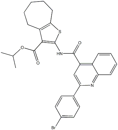 isopropyl 2-({[2-(4-bromophenyl)-4-quinolinyl]carbonyl}amino)-5,6,7,8-tetrahydro-4H-cyclohepta[b]thiophene-3-carboxylate 结构式