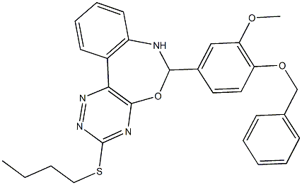 6-[4-(benzyloxy)-3-methoxyphenyl]-3-(butylsulfanyl)-6,7-dihydro[1,2,4]triazino[5,6-d][3,1]benzoxazepine 结构式