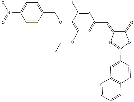 4-[3-ethoxy-4-({4-nitrobenzyl}oxy)-5-iodobenzylidene]-2-(2-naphthyl)-1,3-oxazol-5(4H)-one 结构式