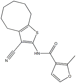N-(3-cyano-4,5,6,7,8,9-hexahydrocycloocta[b]thien-2-yl)-2-methyl-3-furamide 结构式