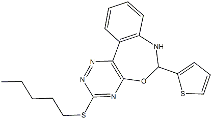 3-(pentylsulfanyl)-6-(2-thienyl)-6,7-dihydro[1,2,4]triazino[5,6-d][3,1]benzoxazepine 结构式