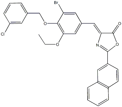 4-{3-bromo-4-[(3-chlorobenzyl)oxy]-5-ethoxybenzylidene}-2-(2-naphthyl)-1,3-oxazol-5(4H)-one 结构式