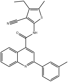 N-(3-cyano-4-ethyl-5-methyl-2-thienyl)-2-(3-methylphenyl)-4-quinolinecarboxamide 结构式