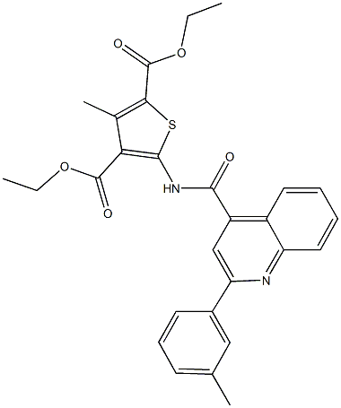 diethyl 3-methyl-5-({[2-(3-methylphenyl)-4-quinolinyl]carbonyl}amino)-2,4-thiophenedicarboxylate 结构式