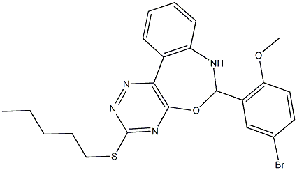 4-bromo-2-[3-(pentylsulfanyl)-6,7-dihydro[1,2,4]triazino[5,6-d][3,1]benzoxazepin-6-yl]phenyl methyl ether 结构式