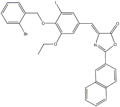 4-{4-[(2-bromobenzyl)oxy]-3-ethoxy-5-iodobenzylidene}-2-(2-naphthyl)-1,3-oxazol-5(4H)-one 结构式