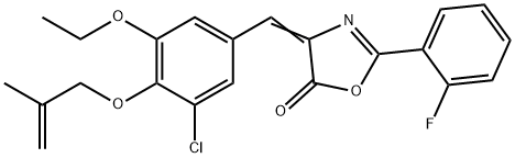 4-{3-chloro-5-ethoxy-4-[(2-methyl-2-propenyl)oxy]benzylidene}-2-(2-fluorophenyl)-1,3-oxazol-5(4H)-one 结构式