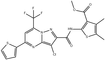 methyl 2-({[3-chloro-5-(2-thienyl)-7-(trifluoromethyl)pyrazolo[1,5-a]pyrimidin-2-yl]carbonyl}amino)-4,5-dimethyl-3-thiophenecarboxylate 结构式