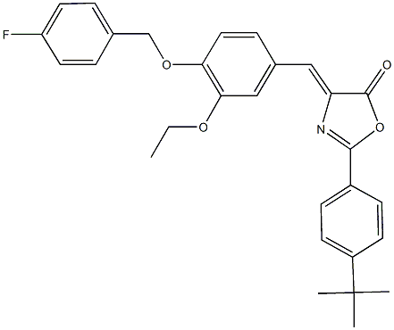 2-(4-tert-butylphenyl)-4-{3-ethoxy-4-[(4-fluorobenzyl)oxy]benzylidene}-1,3-oxazol-5(4H)-one 结构式