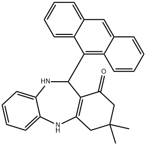 11-(9-anthryl)-3,3-dimethyl-2,3,4,5,10,11-hexahydro-1H-dibenzo[b,e][1,4]diazepin-1-one 结构式