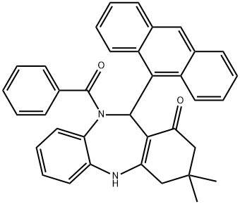 11-(9-anthryl)-10-benzoyl-3,3-dimethyl-2,3,4,5,10,11-hexahydro-1H-dibenzo[b,e][1,4]diazepin-1-one 结构式