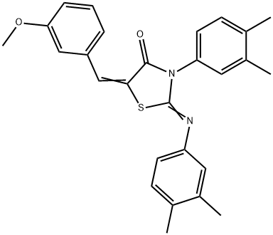 3-(3,4-dimethylphenyl)-2-[(3,4-dimethylphenyl)imino]-5-(3-methoxybenzylidene)-1,3-thiazolidin-4-one 结构式