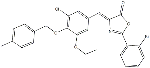2-(2-bromophenyl)-4-{3-chloro-5-ethoxy-4-[(4-methylbenzyl)oxy]benzylidene}-1,3-oxazol-5(4H)-one 结构式