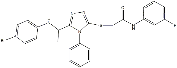 2-({5-[1-(4-bromoanilino)ethyl]-4-phenyl-4H-1,2,4-triazol-3-yl}sulfanyl)-N-(3-fluorophenyl)acetamide 结构式