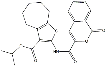 isopropyl 2-{[(1-oxo-1H-isochromen-3-yl)carbonyl]amino}-5,6,7,8-tetrahydro-4H-cyclohepta[b]thiophene-3-carboxylate 结构式