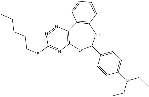 N,N-diethyl-4-[3-(pentylsulfanyl)-6,7-dihydro[1,2,4]triazino[5,6-d][3,1]benzoxazepin-6-yl]aniline 结构式