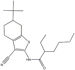 N-(6-tert-butyl-3-cyano-4,5,6,7-tetrahydro-1-benzothien-2-yl)-2-ethylhexanamide 结构式