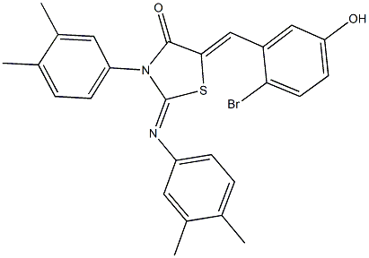 5-(2-bromo-5-hydroxybenzylidene)-3-(3,4-dimethylphenyl)-2-[(3,4-dimethylphenyl)imino]-1,3-thiazolidin-4-one 结构式