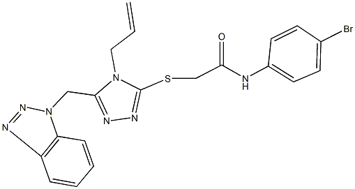 2-{[4-allyl-5-(1H-1,2,3-benzotriazol-1-ylmethyl)-4H-1,2,4-triazol-3-yl]sulfanyl}-N-(4-bromophenyl)acetamide 结构式