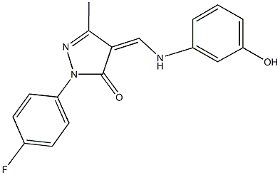 2-(4-fluorophenyl)-4-[(3-hydroxyanilino)methylene]-5-methyl-2,4-dihydro-3H-pyrazol-3-one 结构式