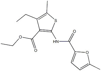 ethyl 4-ethyl-5-methyl-2-[(5-methyl-2-furoyl)amino]-3-thiophenecarboxylate 结构式