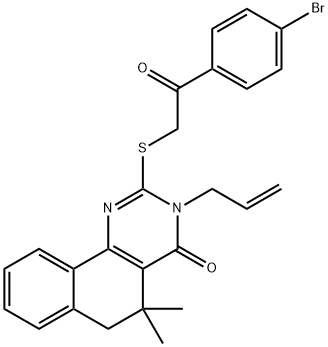 3-allyl-2-{[2-(4-bromophenyl)-2-oxoethyl]sulfanyl}-5,5-dimethyl-5,6-dihydrobenzo[h]quinazolin-4(3H)-one 结构式