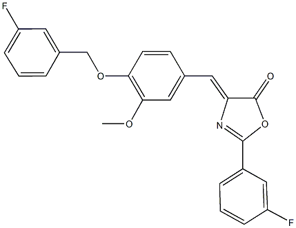 4-{4-[(3-fluorobenzyl)oxy]-3-methoxybenzylidene}-2-(3-fluorophenyl)-1,3-oxazol-5(4H)-one 结构式