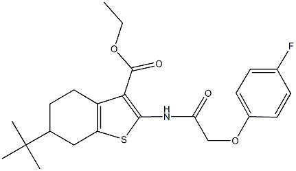 ethyl 6-tert-butyl-2-{[(4-fluorophenoxy)acetyl]amino}-4,5,6,7-tetrahydro-1-benzothiophene-3-carboxylate 结构式