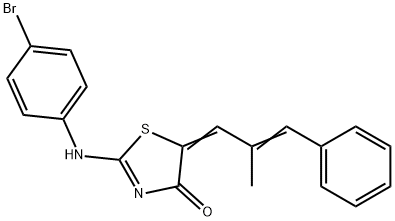 2-[(4-bromophenyl)imino]-5-(2-methyl-3-phenyl-2-propenylidene)-1,3-thiazolidin-4-one 结构式