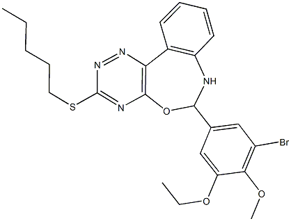 6-(3-bromo-5-ethoxy-4-methoxyphenyl)-3-(pentylsulfanyl)-6,7-dihydro[1,2,4]triazino[5,6-d][3,1]benzoxazepine 结构式