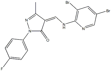 4-{[(3,5-dibromo-2-pyridinyl)amino]methylene}-2-(4-fluorophenyl)-5-methyl-2,4-dihydro-3H-pyrazol-3-one 结构式