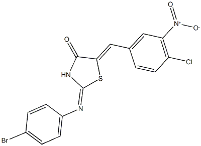 2-[(4-bromophenyl)imino]-5-{4-chloro-3-nitrobenzylidene}-1,3-thiazolidin-4-one 结构式