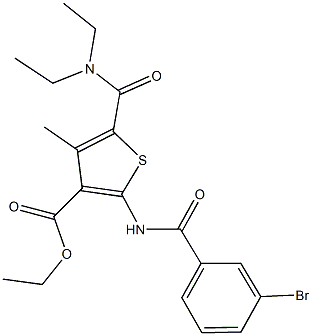 ethyl 2-[(3-bromobenzoyl)amino]-5-[(diethylamino)carbonyl]-4-methyl-3-thiophenecarboxylate 结构式