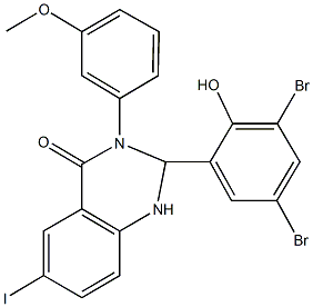 2-(3,5-dibromo-2-hydroxyphenyl)-6-iodo-3-(3-methoxyphenyl)-2,3-dihydro-4(1H)-quinazolinone 结构式