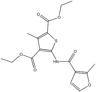 diethyl 3-methyl-5-[(2-methyl-3-furoyl)amino]-2,4-thiophenedicarboxylate 结构式