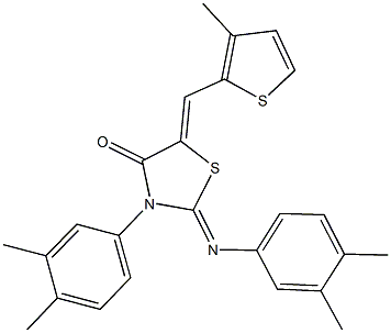 3-(3,4-dimethylphenyl)-2-[(3,4-dimethylphenyl)imino]-5-[(3-methyl-2-thienyl)methylene]-1,3-thiazolidin-4-one 结构式