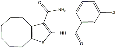2-[(3-chlorobenzoyl)amino]-4,5,6,7,8,9-hexahydrocycloocta[b]thiophene-3-carboxamide 结构式
